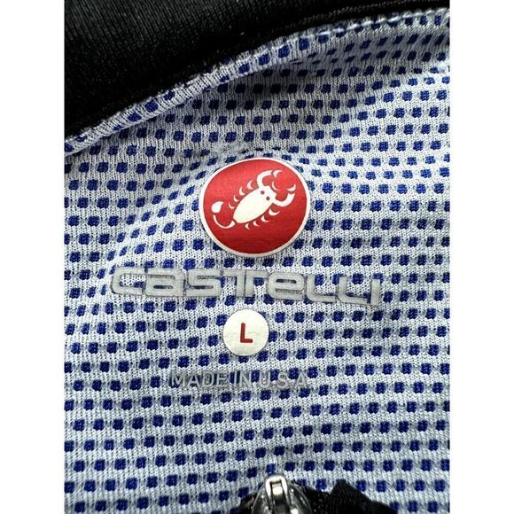 Castelli 1/4 Zip 4 Pocket Cycling Blue Red White Jersey Shirt Large - Picture 9 of 10